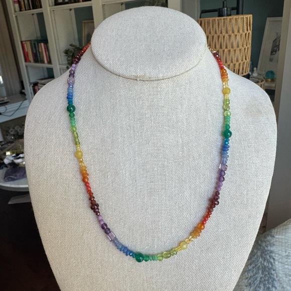 Natural Gemstone Beaded Necklace with 14kt solid gold clasp - Picture 14 of 15